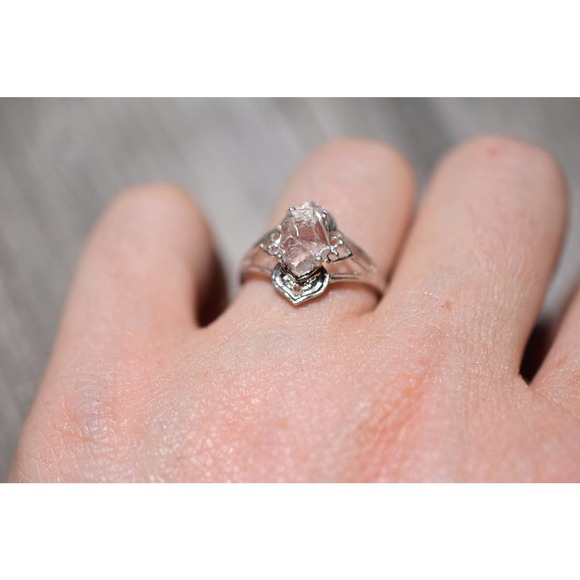Art Deco Ring Raw Diamond Ring Rough Diamond Ring promise anniversary gi… - Picture 3 of 5
